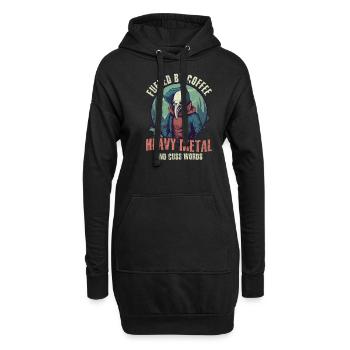 Musique Rock Alimenté Café Heavy Metal Jurons Mots - Sweat-shirt à capuche long Femme - noir - Devant