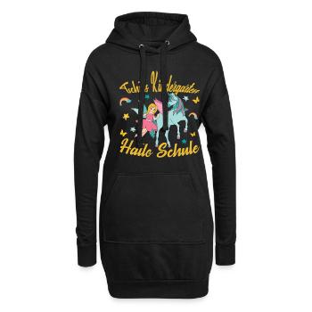 Inscription Bye Bye Kindergarten Hello School - Sweat-shirt à capuche long Femme - noir - Devant