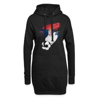 Drapeau de Serbie Football - Sweat-shirt à capuche long Femme - noir - Devant