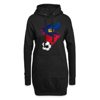 Liechtenstein Football Football Drapeau - Sweat-shirt à capuche long Femme - noir - Devant
