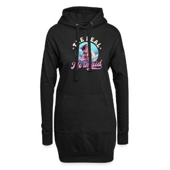 Surfeur La vraie sirène - Sweat-shirt à capuche long Femme - noir - Devant