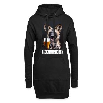 Lecker Bierchen Afrikanischer Wildhund - Hoodie-Kleid - Schwarz - Vorne