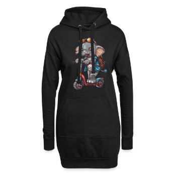 Elefantenroller - Hoodie-Kleid - Schwarz - Vorne