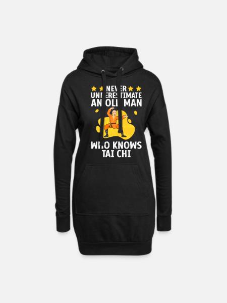 Tai Chi art for grandpa men, martial art Tai Chi - Hoodie Dress - black