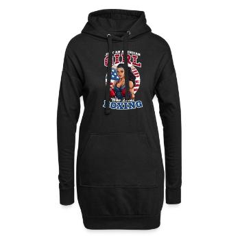 Boxen Amerikanisches Mädchen liebt Boxen - Hoodie-Kleid - Schwarz - Vorne
