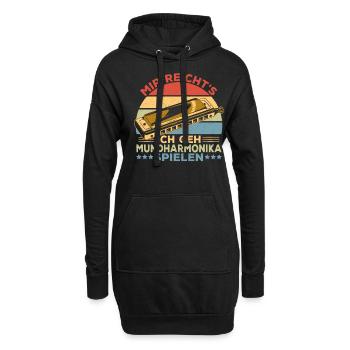 Playing Harmonica Gift - Hoodie Dress - black - Front
