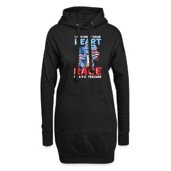 4. Juli Sportlehrer machen Herzrennen-Dinosaurier - Hoodie-Kleid - Schwarz - Vorne