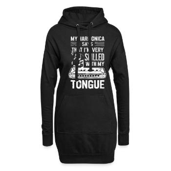 Harmonica Playing Gift - Hoodie Dress - black - Front