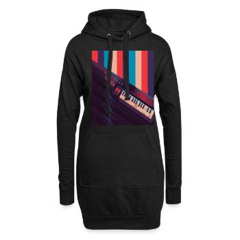Clavier Keytar Cadeau - Sweat-shirt à capuche long Femme - noir - Devant