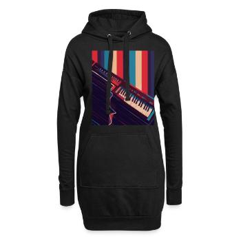 Clavier Keytar Cadeau - Sweat-shirt à capuche long Femme - noir - Devant