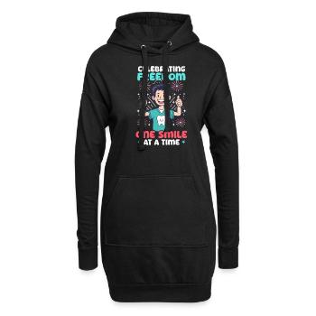 Patriotischer Zahnarzt feiert Freiheit Lächeln Sie eine Zeit - Hoodie-Kleid - Schwarz - Vorne