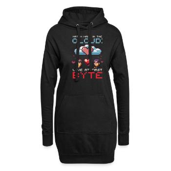 Geek Love Match réalisé dans Cloud Love au premier octet - Sweat-shirt à capuche long Femme - noir - Devant