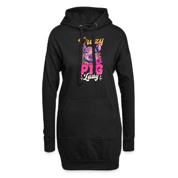 Schweinezüchter Crazy Pig Lady - Hoodie-Kleid - Schwarz - Vorne