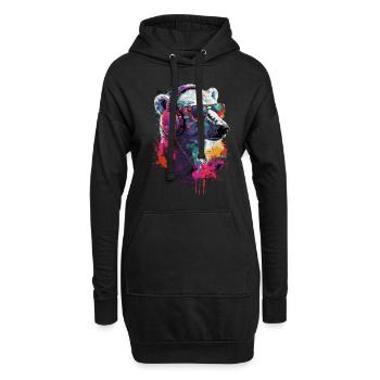 Ours blanc - Sweat-shirt à capuche long Femme - noir - Devant