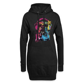 Bouledogue - Sweat-shirt à capuche long Femme - noir - Devant
