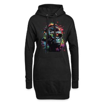 Gorille - Sweat-shirt à capuche long Femme - noir - Devant
