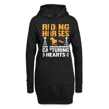 Pferdefotografie Reiten Pferde Hobby Ph - Hoodie-Kleid - Schwarz - Vorne