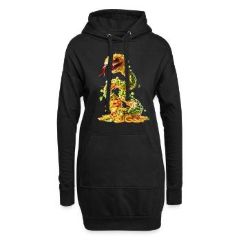 Schlange Nudeln - Hoodie-Kleid - Schwarz - Vorne