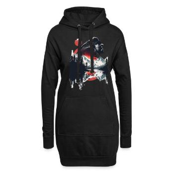 Gorille - Sweat-shirt à capuche long Femme - noir - Devant