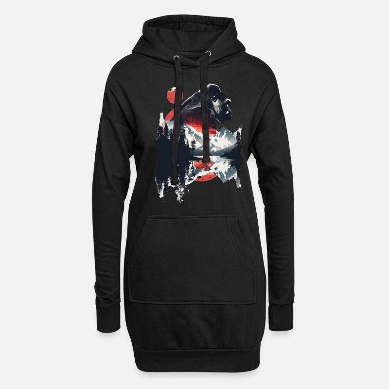 Gorilla - Hoodie-Kleid - Schwarz