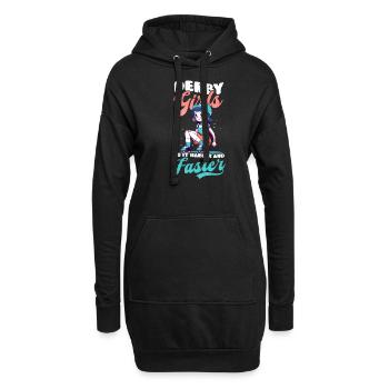 Roller Derby : Les filles à roulettes font plus fort et plus vite - Sweat-shirt à capuche long Femme - noir - Devant