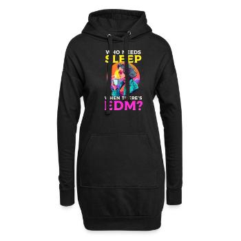 EDM Rave Mama Wer braucht Schlaf, wenn es EDM gibt? - Hoodie-Kleid - Schwarz - Vorne