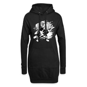 Chat jouant des instruments de guitare acoustique génial - Sweat-shirt à capuche long Femme - noir - Devant