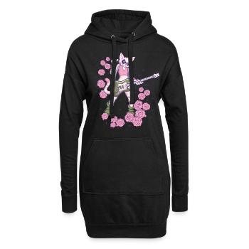 Musikerin Cat spielt Gitarre Instrumente Rock Metal - Hoodie-Kleid - Schwarz - Vorne