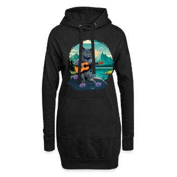 Mountain Cat spielt Gitarre Instrumente Rocker - Hoodie-Kleid - Schwarz - Vorne