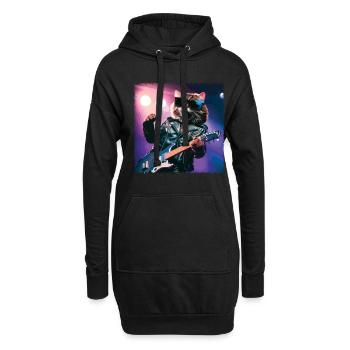 Lustige Katze Spielt Gitarreninstrumente Niedliches Konzert - Hoodie-Kleid - Schwarz - Vorne