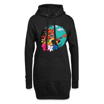 Musikerin Katze Spielt Gitarre Instrumente Rock Aloha - Hoodie-Kleid - Schwarz - Vorne