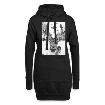 Ufo Selfie Rentier - Hoodie-Kleid - Schwarz - Vorne