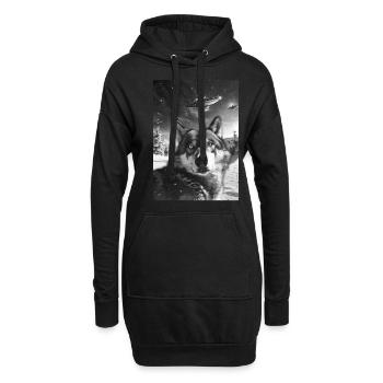 OVNI Selfie Loup - Sweat-shirt à capuche long Femme - noir - Devant