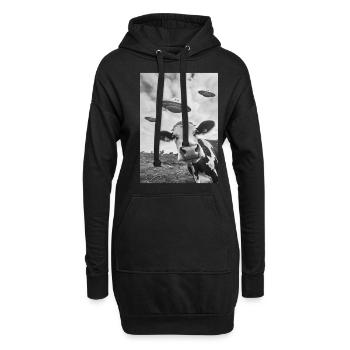 OVNI Selfie Vache - Sweat-shirt à capuche long Femme - noir - Devant
