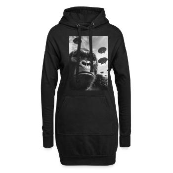 Gorille selfie OVNI - Sweat-shirt à capuche long Femme - noir - Devant