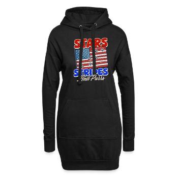 4. Juli Katzensterne, Streifen und Schnurren - Hoodie-Kleid - Schwarz - Vorne