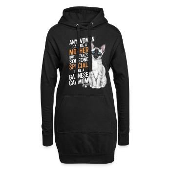 Katze Balinesische Geschenk - Hoodie-Kleid - Schwarz - Vorne