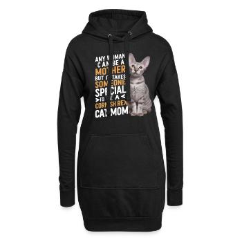 Katze Cornish Rex Geschenk - Hoodie-Kleid - Schwarz - Vorne