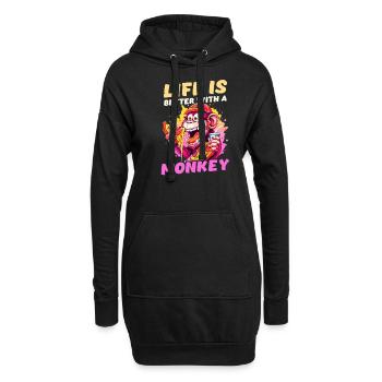 Affenliebhaber Leben besser mit Affen - Hoodie-Kleid - Schwarz - Vorne