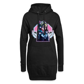 Anime Vaporwave Hard Techno Dark Tekno - Sweat-shirt à capuche long Femme - noir - Devant
