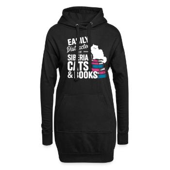 Katze Sibirische Geschenk - Hoodie-Kleid - Schwarz - Vorne