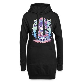 Katze Ouija Kawaii Okkult Satanisch Pastell Gothic - Hoodie-Kleid - Schwarz - Vorne