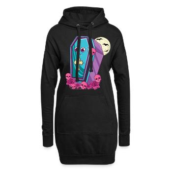 Cercueil Kawaii Occulte Satanique Pastel Gothique - Sweat-shirt à capuche long Femme - noir - Devant