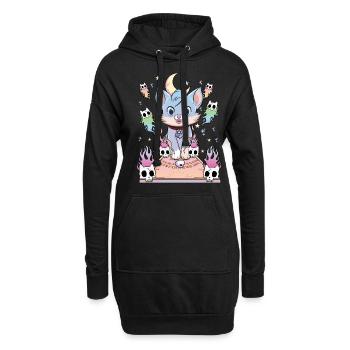Ouija Katze Kawaii Okkult Satanisch Pastell Gothic - Hoodie-Kleid - Schwarz - Vorne