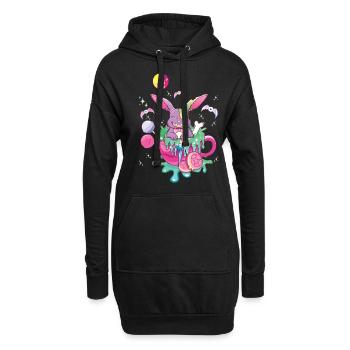 Gruseliger Kaninchenmann Kawaii Okkultes Satanisches Pastell - Hoodie-Kleid - Schwarz - Vorne