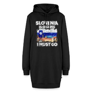Slowenien - Hoodie-Kleid - Schwarz - Vorne