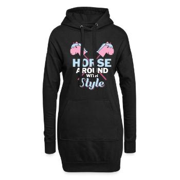 Horse Around with Style - Hobby Horse Steckenpferd - Hoodie-Kleid - Schwarz - Vorne