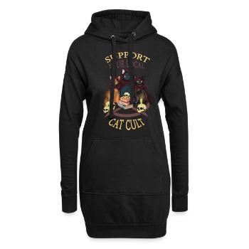Katze Kult Okkult Satanisch Pastell Gothic - Hoodie-Kleid - Schwarz - Vorne