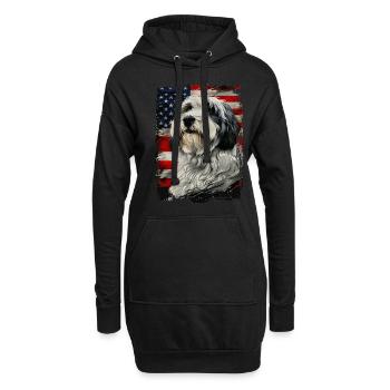 Drapeau américain Bobtail - Sweat-shirt à capuche long Femme - noir - Devant
