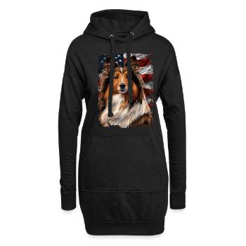 Chien de berger Shetland Amérique États-Unis - Sweat-shirt à capuche long Femme - noir - Devant